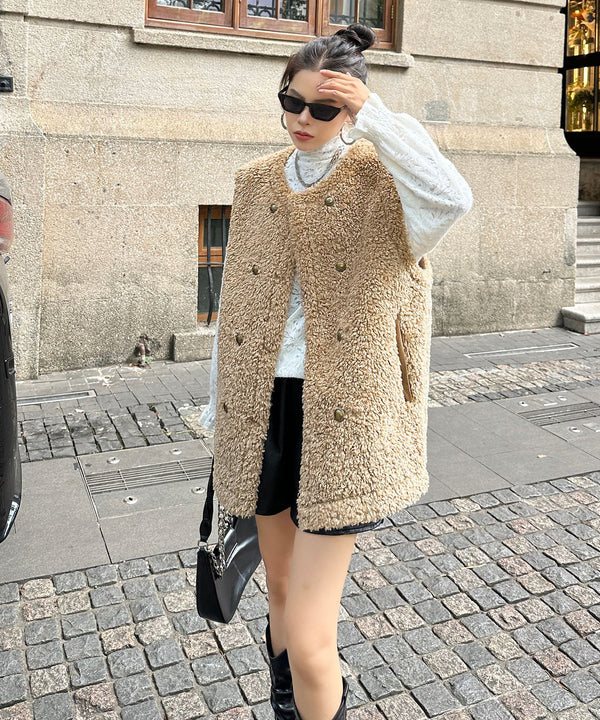 Textured Double Button Vest